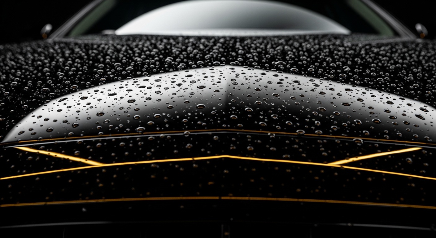 Krople wody na lakierze z powłoką ceramiczną