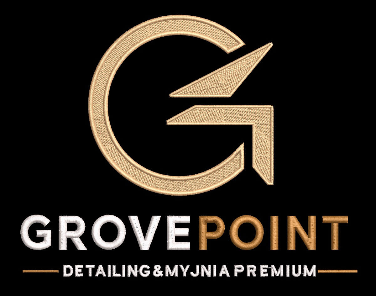 Logo GrovePoint rozpisane na ściegi, podgląd haftu przed szyciem